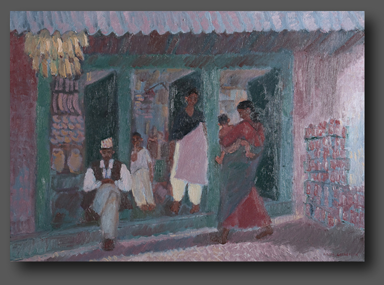 Shop in the Temple. Changa Narayan 50x70cm